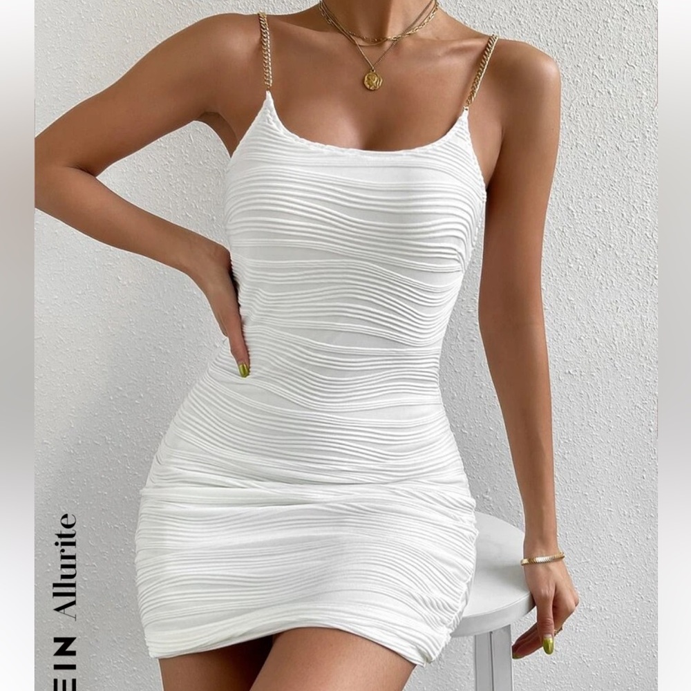 SHEIN Ruched Mini Dress w Chain Straps